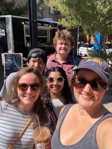 Group selfie (five residents)